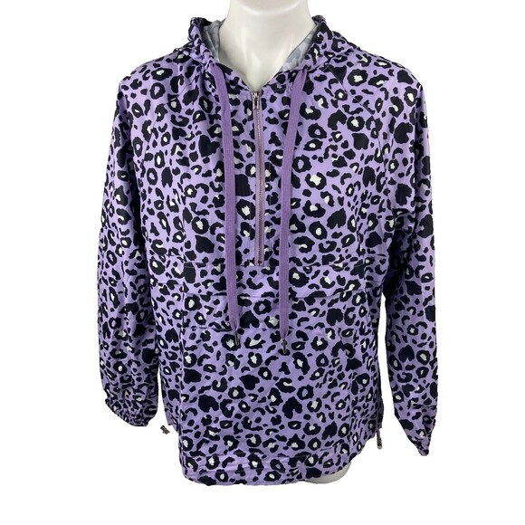 Main Strip Jackets & Blazers - Main Strip Women Small Windbreaker Purple Leopard Print Packable Hooded NWT